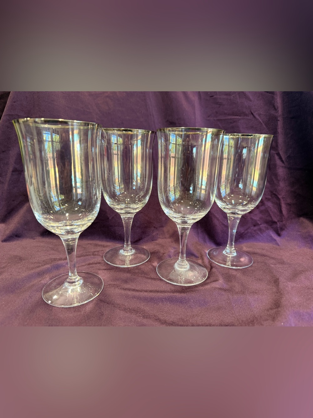Vintage Noritake Paris Platinum Rim Crystal Water Goblets Set of 4